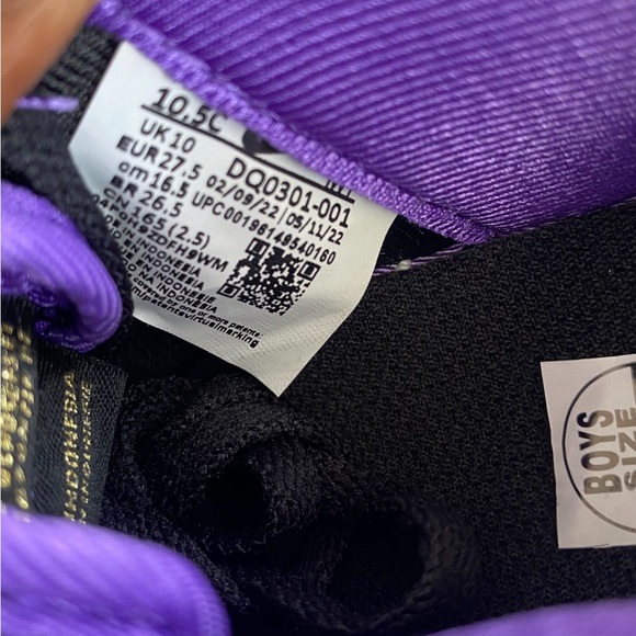 Nike Air Force 1 LV8 Black/Purple Toddler Sneakers- SZ 10.5 C - Picture 8 of 9